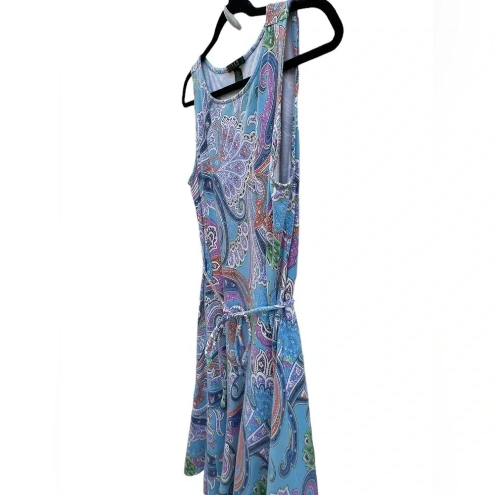 Lauren Ralph lauren blue paisley pattern sleeveless midi dress Size‎ Large - Picture 4 of 7